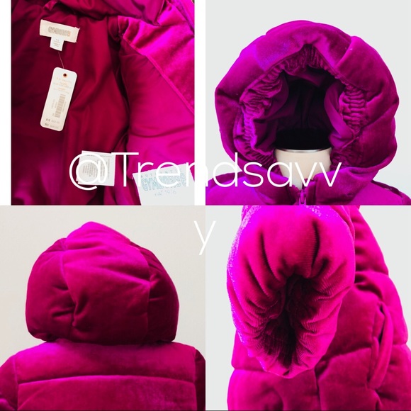 NWT Gymboree Pink Velvet Jacket Puffer Hoodie - Picture 3 of 8